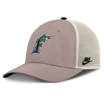 Men's Nike Khaki Florida Marlins Cooperstown Rise Adjustable Trucker Hat