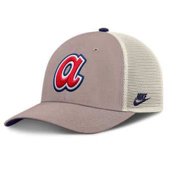 Men's Nike Khaki Atlanta Braves Cooperstown Rise Adjustable Trucker Hat