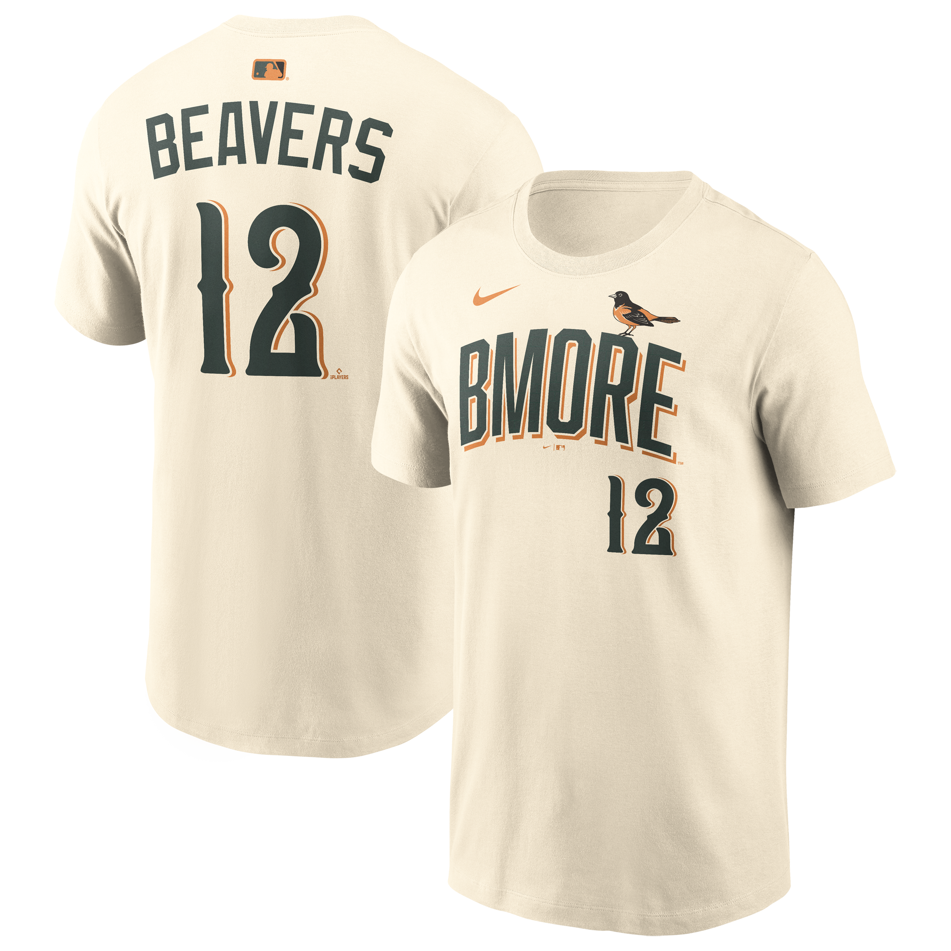 Men's Nike Dylan Beavers Cream Baltimore Orioles 2026 City Connect Name & Number T-Shirt