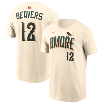 Men's Nike Dylan Beavers Cream Baltimore Orioles 2026 City Connect Name & Number T-Shirt
