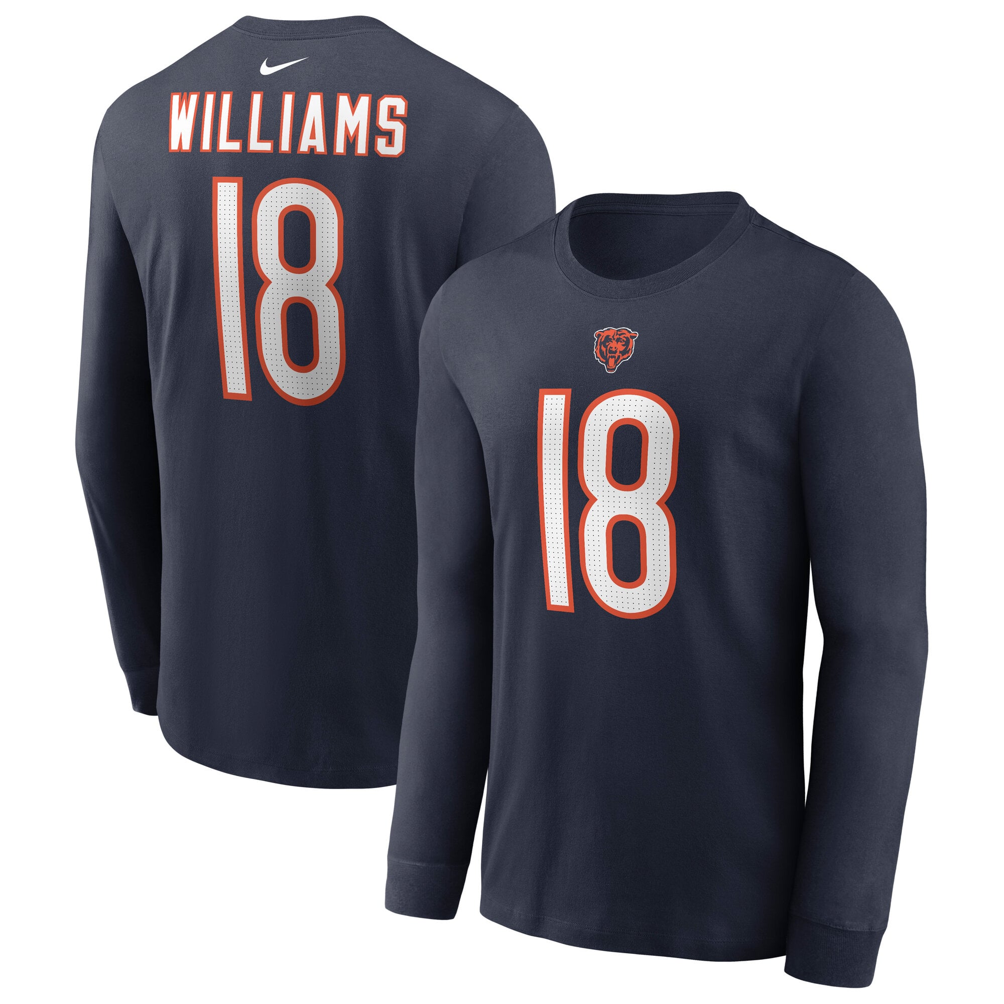 Men’s Nike Caleb Williams Navy Chicago Bears Name & Number Long Sleeve T-Shirt