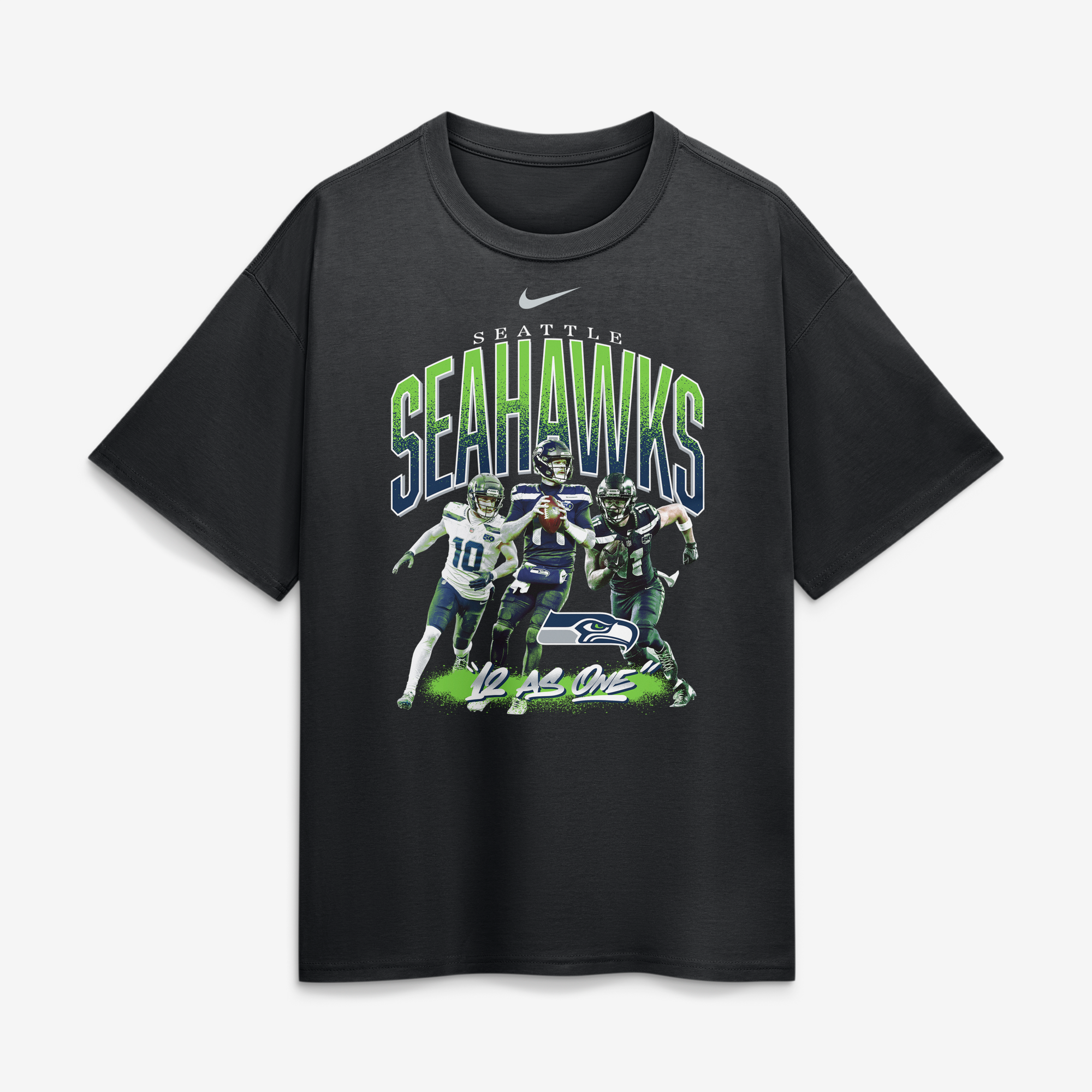 Camiseta Nike negra para hombre de los Seattle Seahawks, modelo 12 As One.