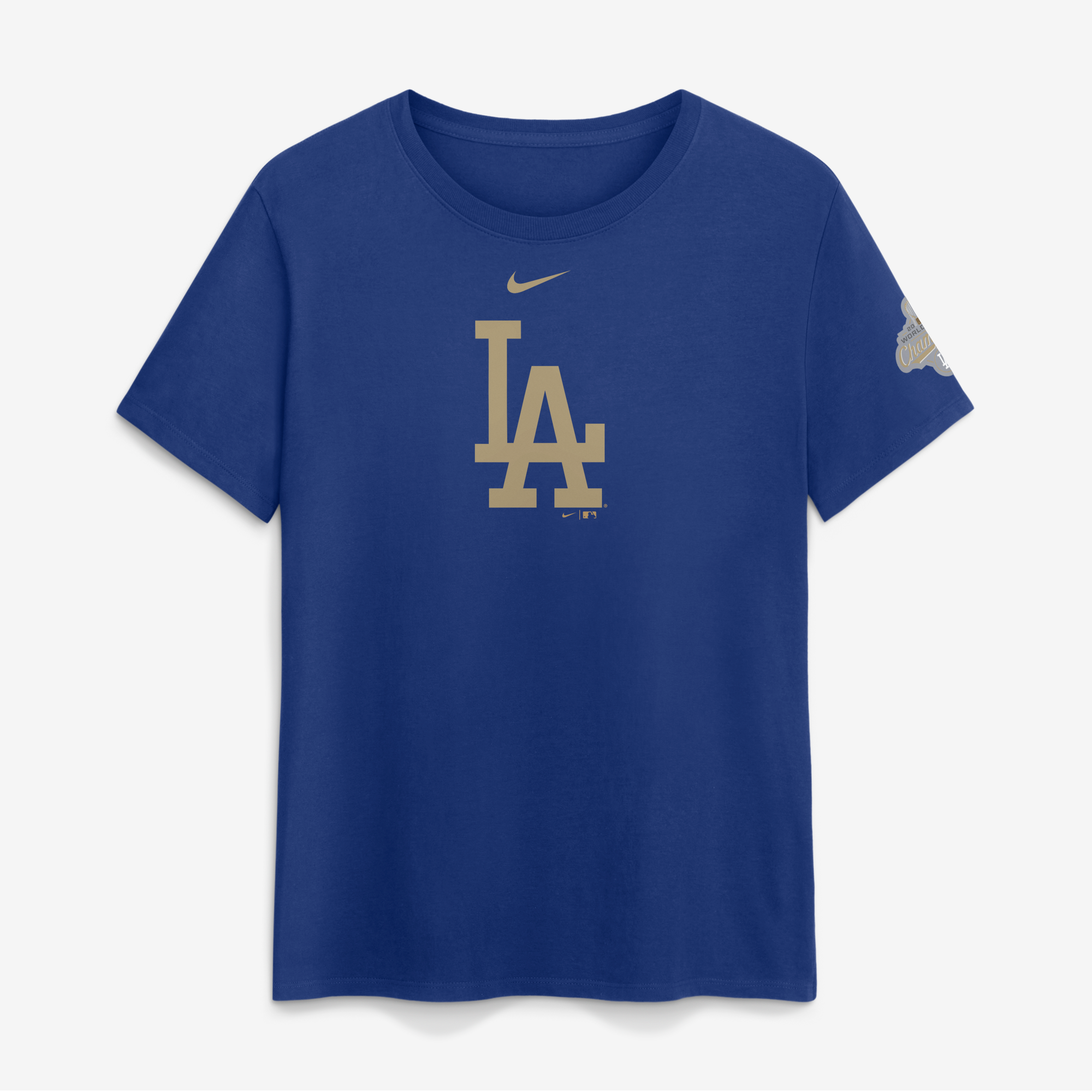 Women’s Nike Rush Blue Los Angeles Dodgers 2026 Gold Collection Logo T-Shirt Women’s Nike Rush Blue Los Angeles Dodgers 2026 Gold Collection Logo T-Shirt