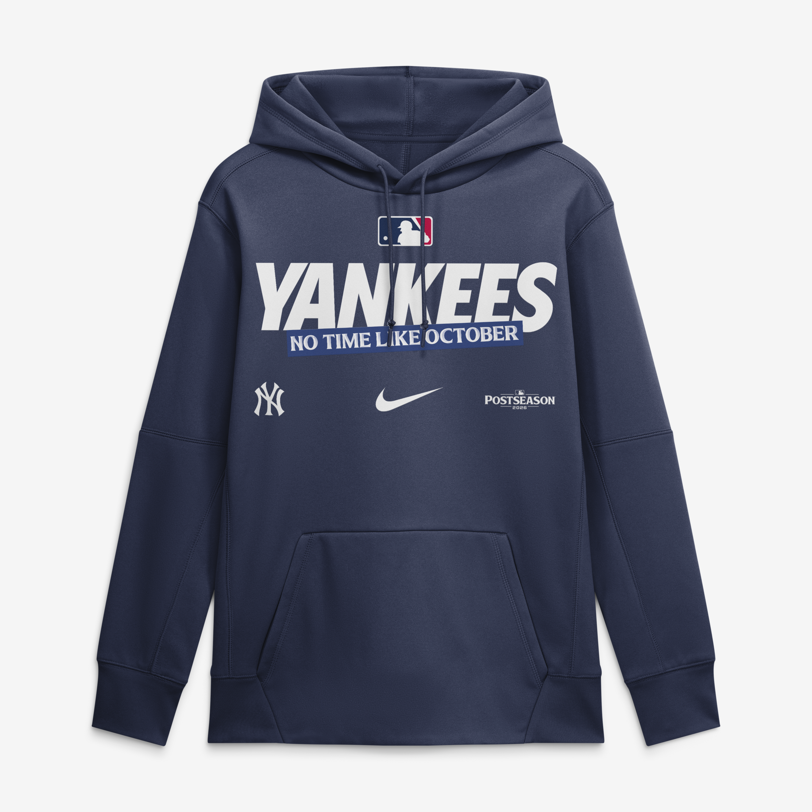 Men's Nike Navy New York Yankees 2026 MLB Postseason Authentic Collection Therma Fleece Hoodie