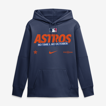 Men's Nike Navy Houston Astros 2026 MLB Postseason Authentic Collection Therma Fleece Hoodie