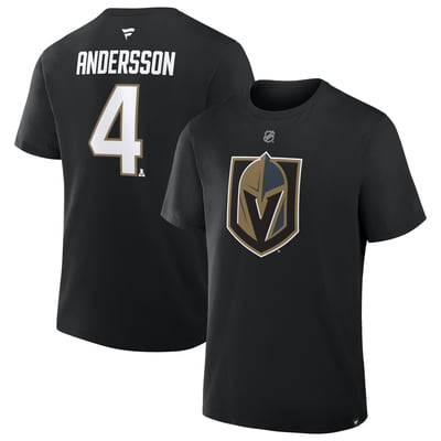 Men's Fanatics Rasmus Andersson Black Vegas Golden Knights Authentic Stack Name & Number T-Shirt