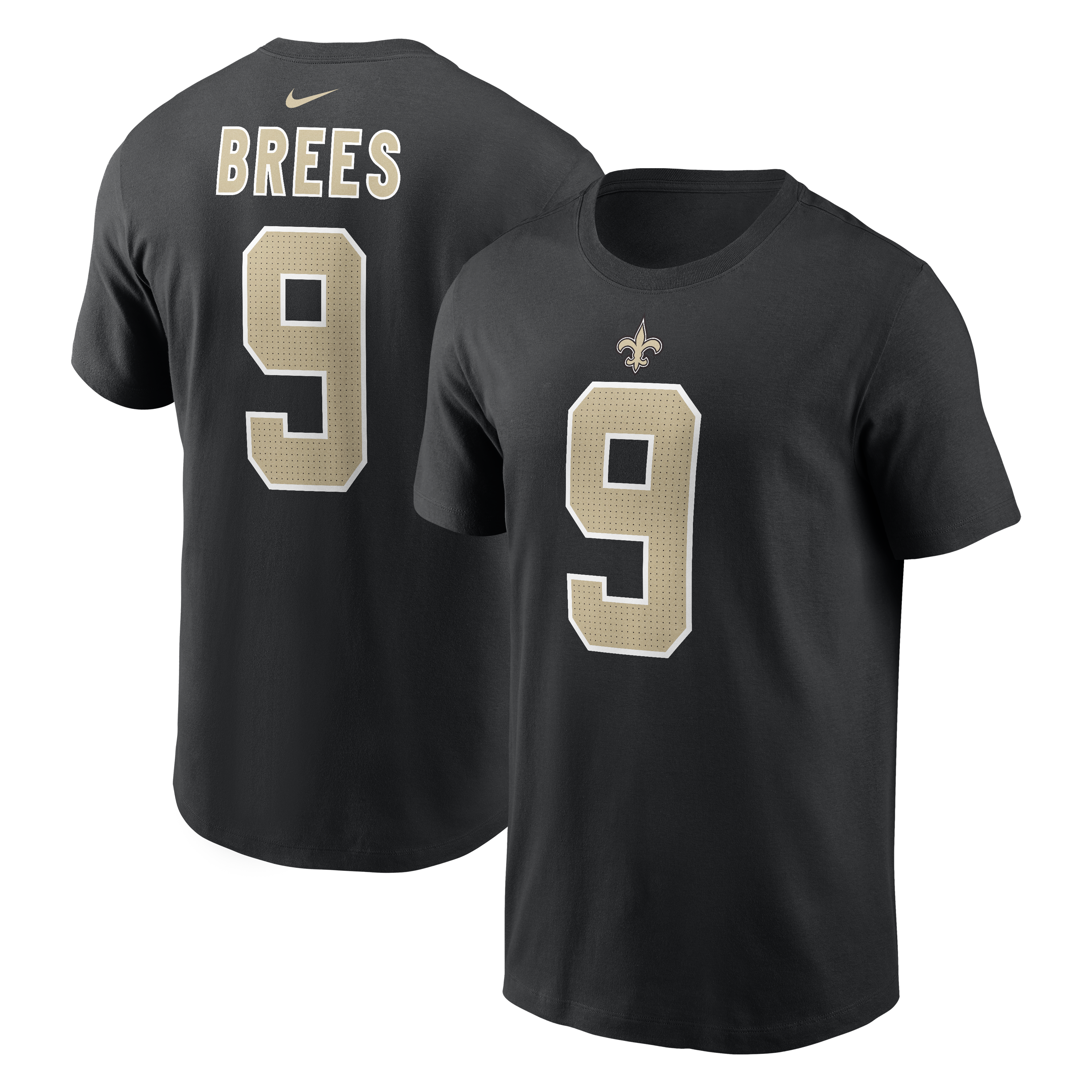 Men's Nike Drew Brees Black New Orleans Saints Retired Name & Number T-Shirt