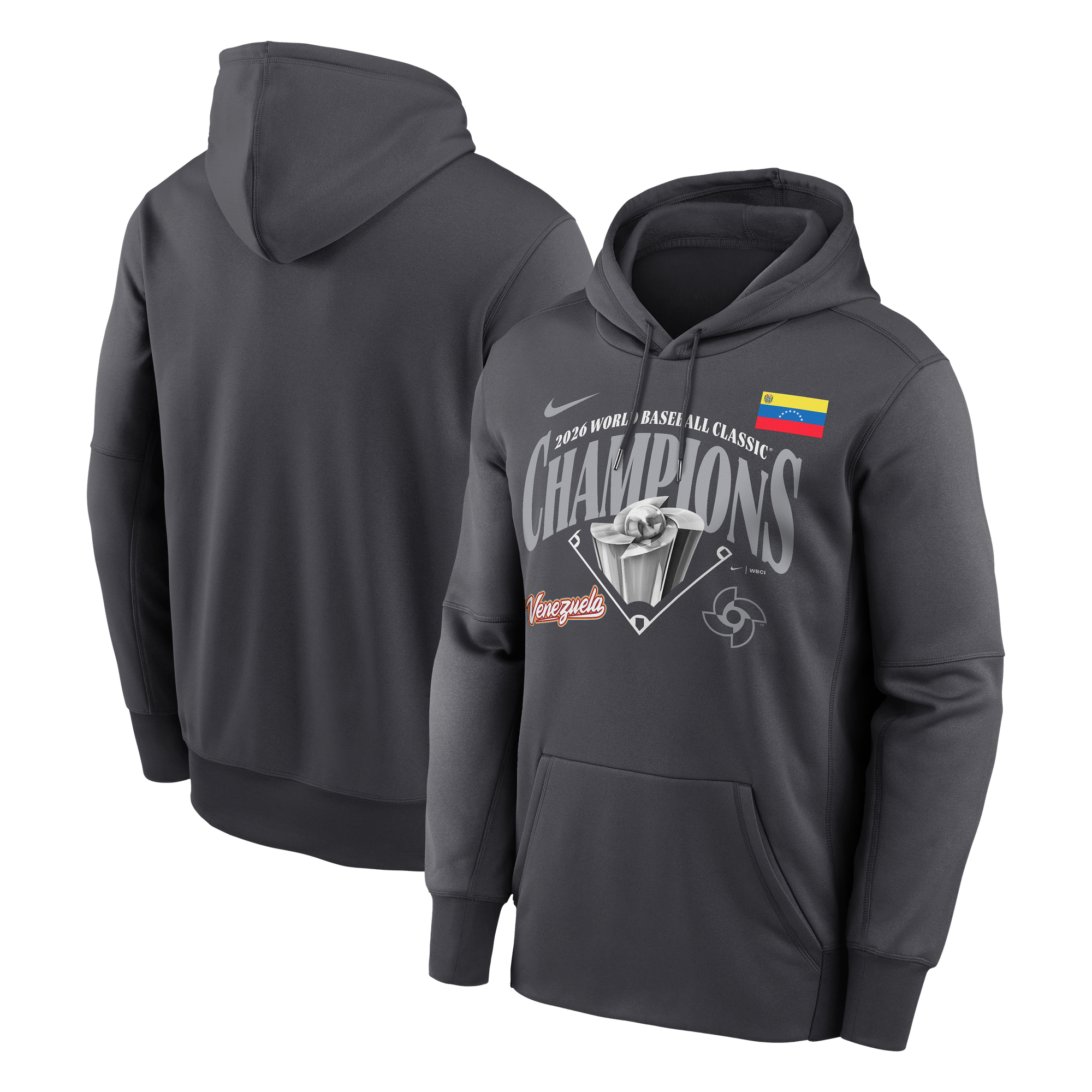 Men's Nike  Charcoal Venezuela Baseball 2026 World Baseball Classic Champions Locker Room Hoodie