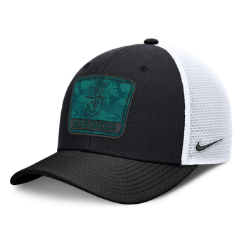 Men's Nike Black/White Seattle Mariners Camo Rise Trucker Dri-FIT Adjustable Hat