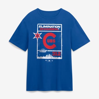 Men's Royal WWE x Chicago Cubs Elimination Chamber 2026 T-Shirt
