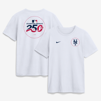 Men's Nike White New York Mets Celebrating America's 250th Logo T-Shirt