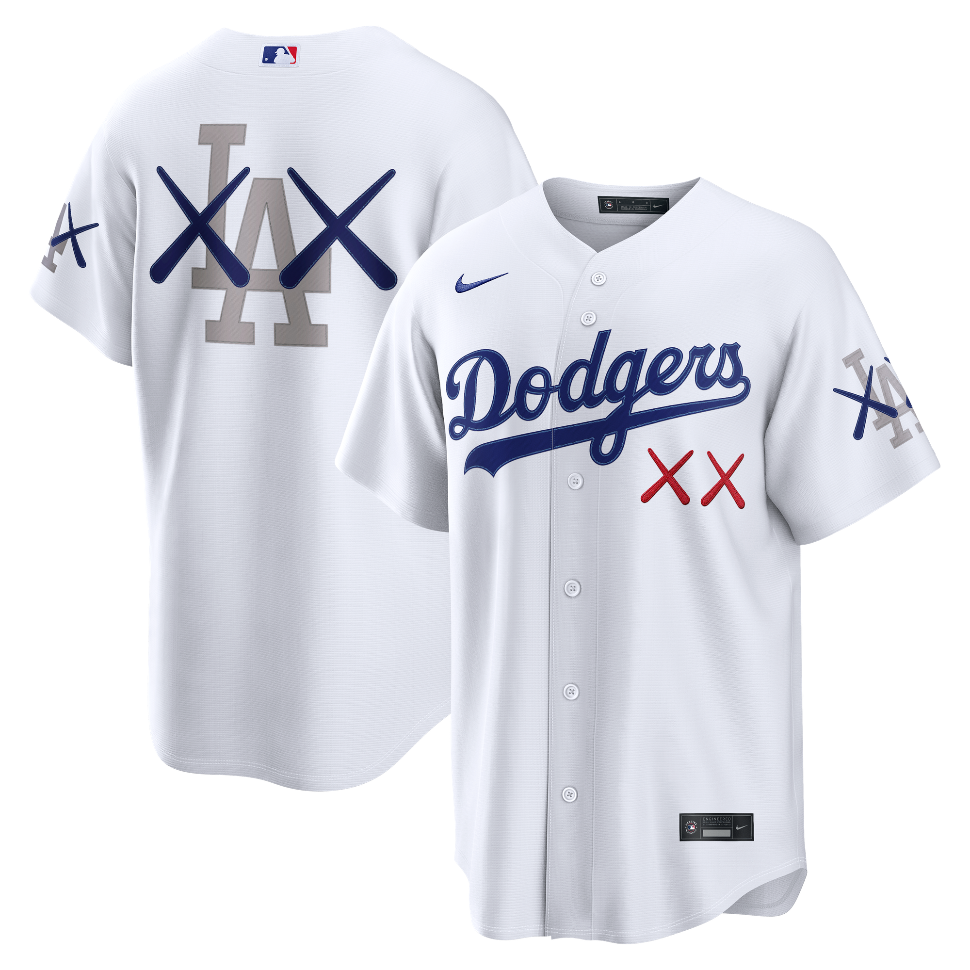 Camiseta blanca de los Dodgers de Los Ángeles para hombre de Nike x KAWS