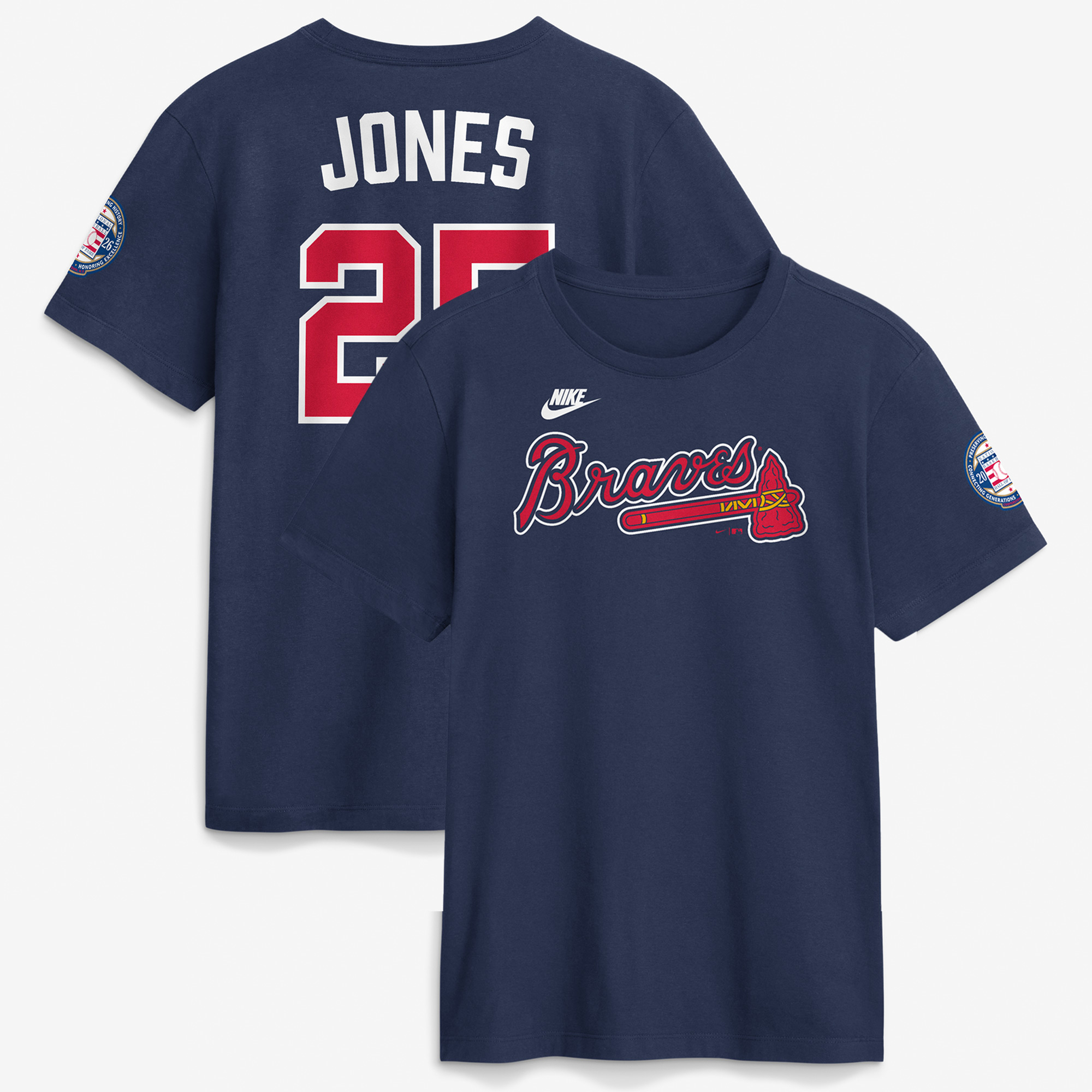 Men's Nike Andruw Jones Navy Atlanta Braves National Baseball Hall of Fame Class of 2026 Name & Number T-Shirt