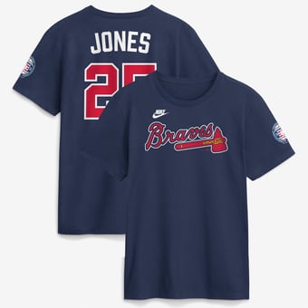 Men's Nike Andruw Jones Navy Atlanta Braves National Baseball Hall of Fame Class of 2026 Name & Number T-Shirt
