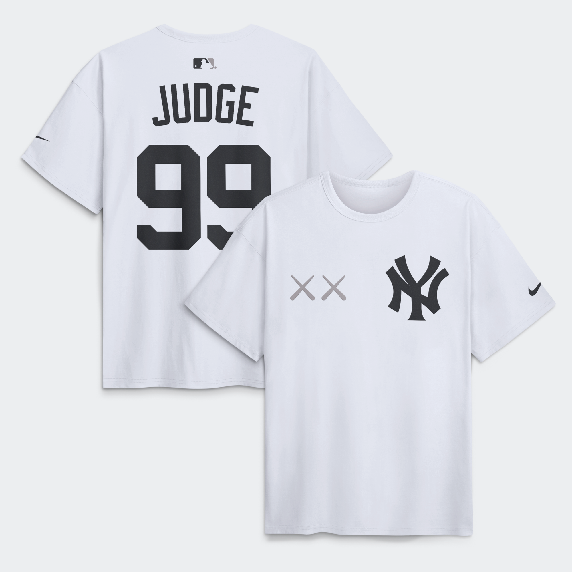 T-shirt da uomo Nike x KAWS Aaron Judge bianca New York Yankees con nome e numero Max90