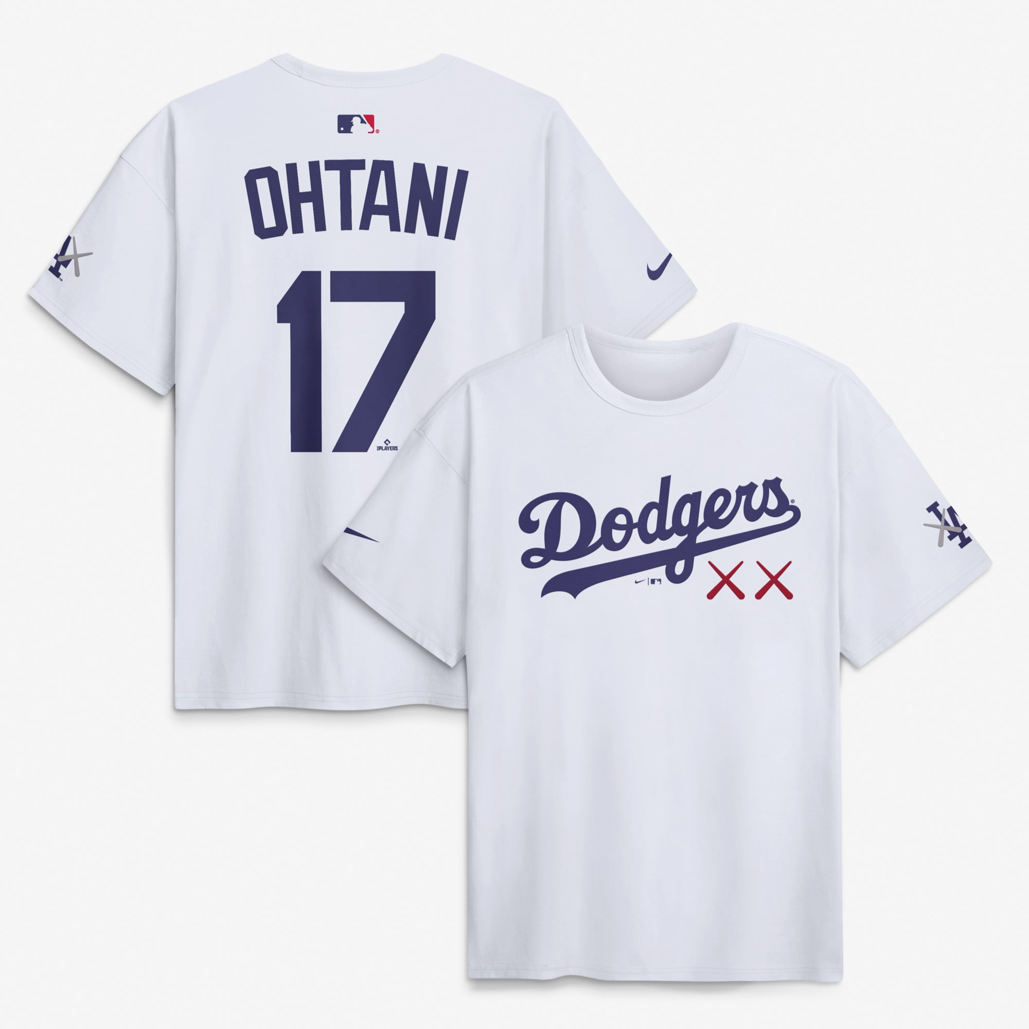 T-shirt da uomo Nike x KAWS Shohei Ohtani bianca Los Angeles Dodgers con nome e numero Max90