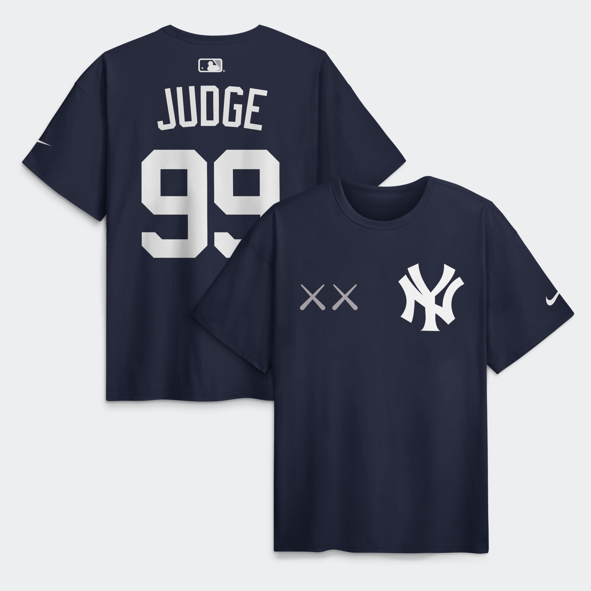 T-shirt da uomo Nike x KAWS Aaron Judge Navy New York Yankees con nome e numero Max90