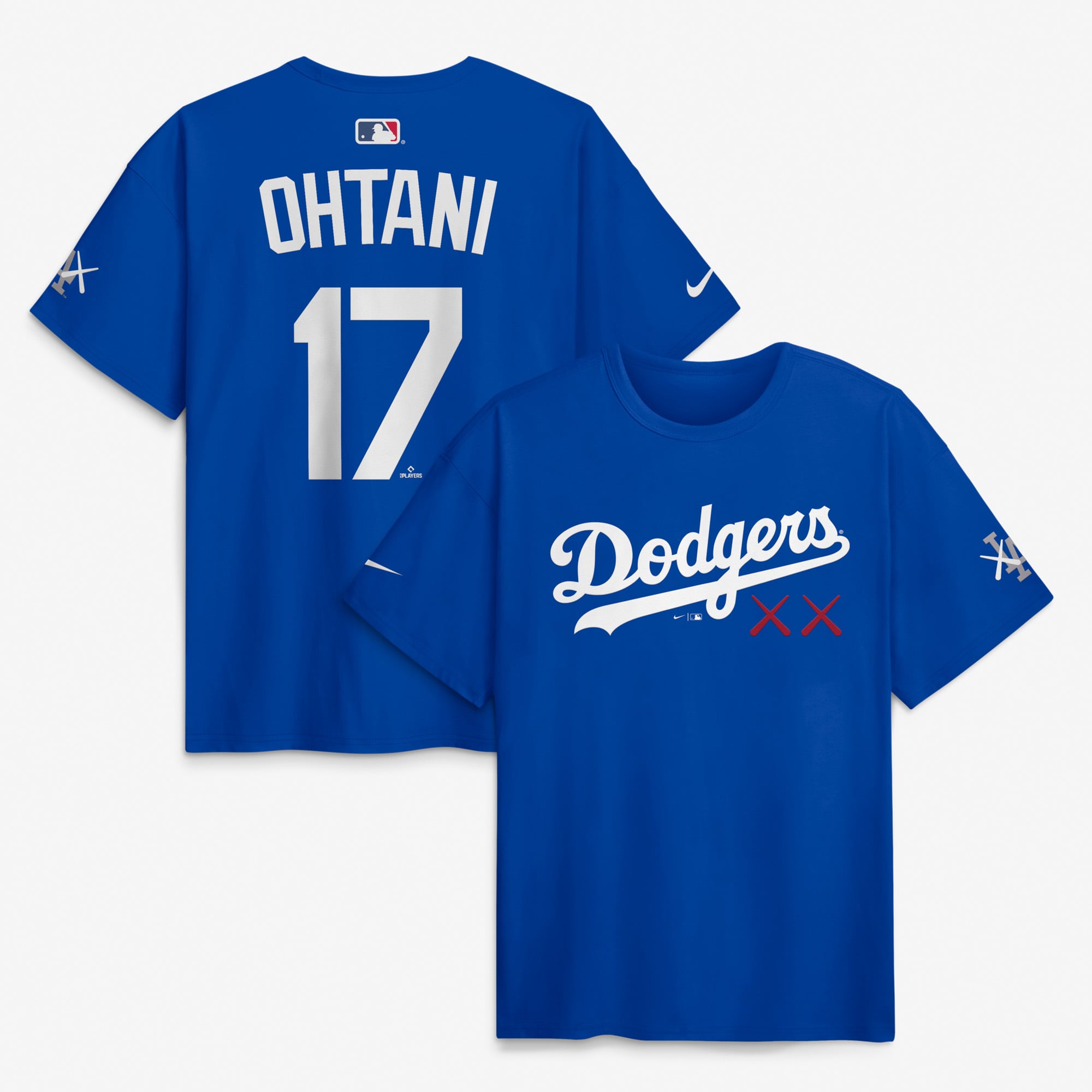 T-shirt da uomo Nike x KAWS Shohei Ohtani Royal Los Angeles Dodgers con nome e numero Max90