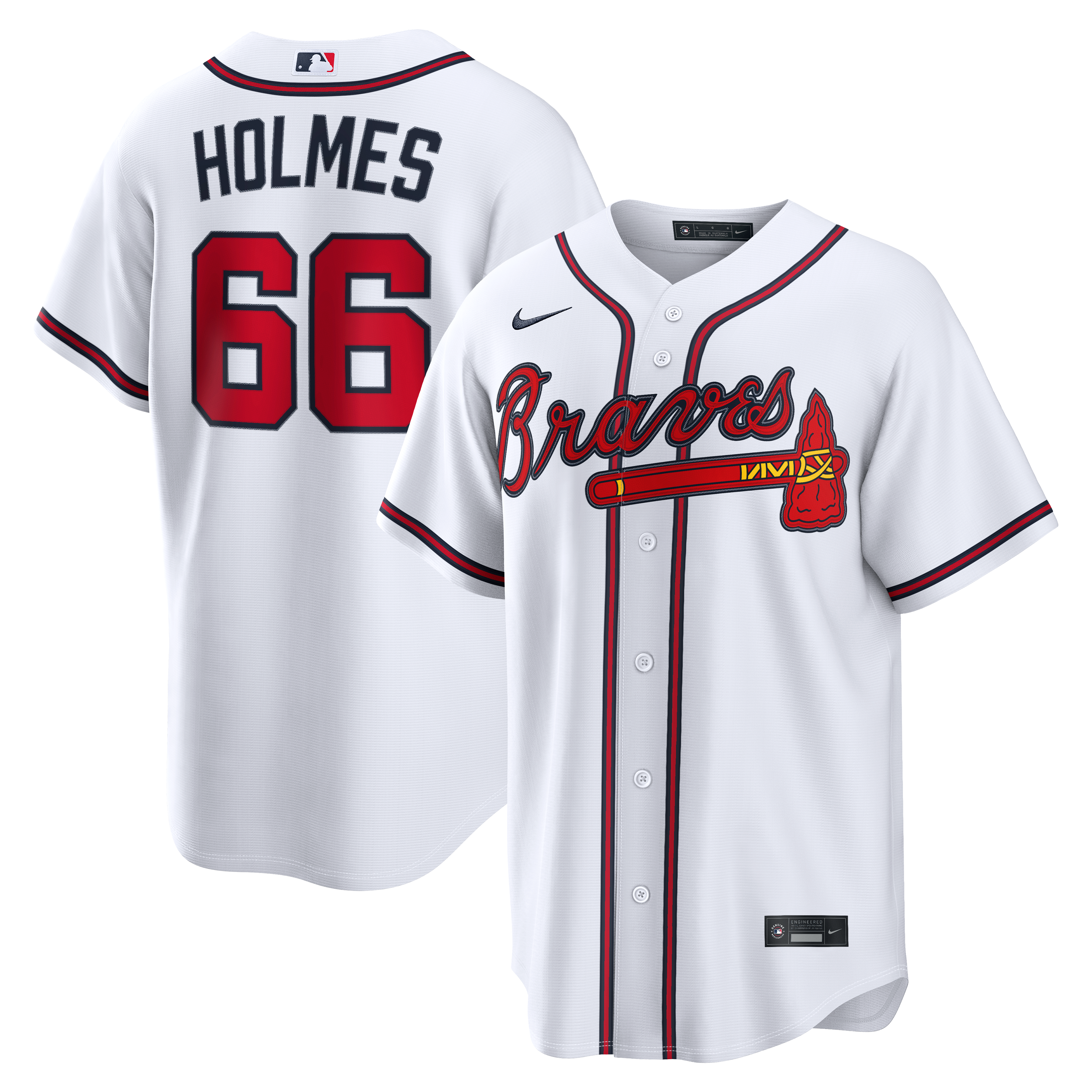 Men's Nike Grant Holmes White Atlanta Braves Home Replica Jersey