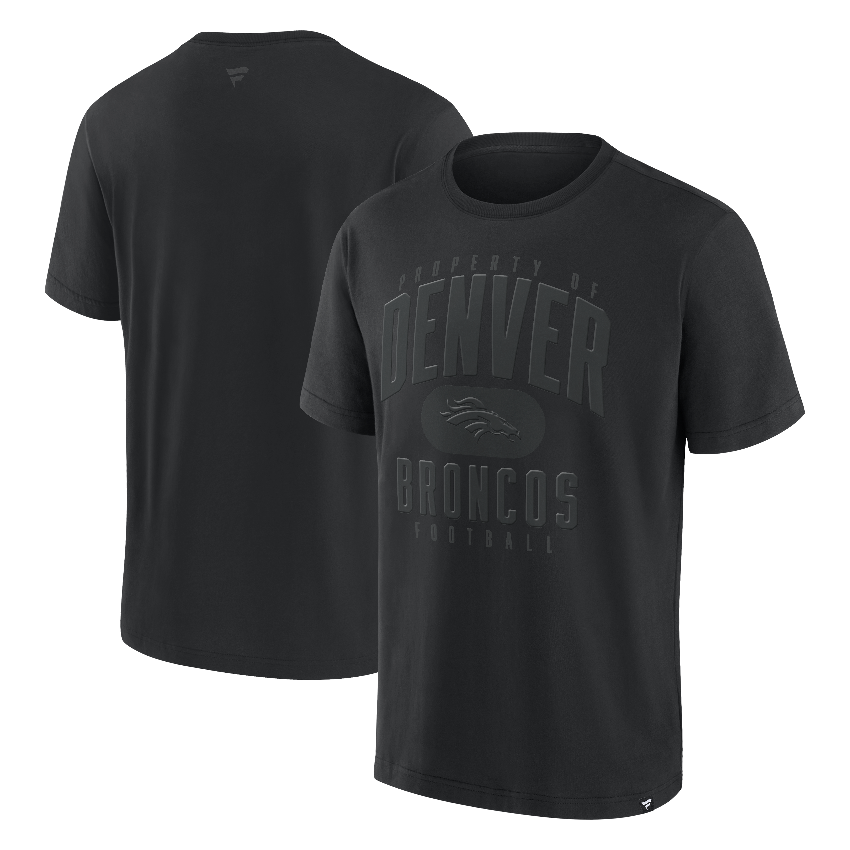 Men's Fanatics Black Denver Broncos Black Out Heavyweight T-Shirt