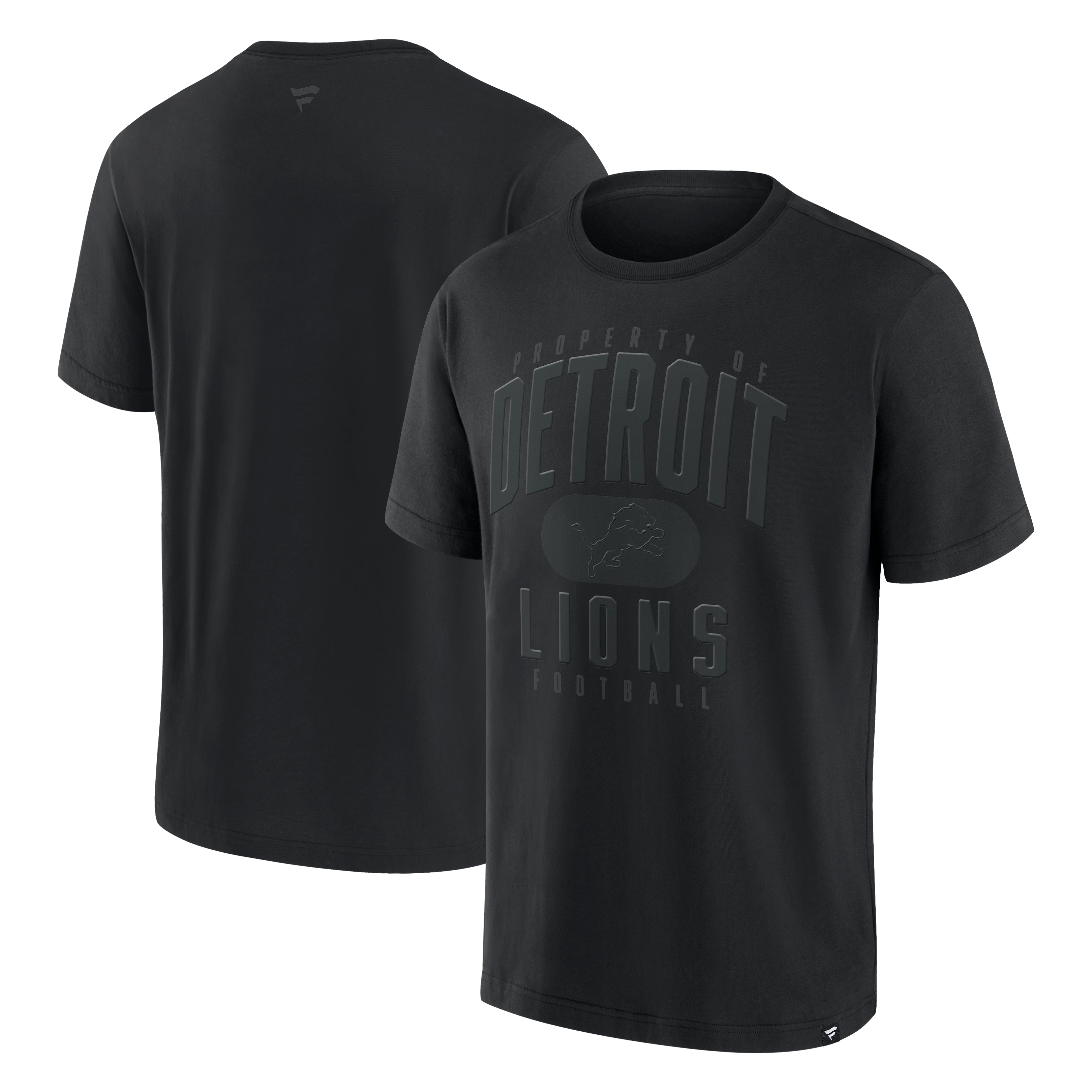 Men's Fanatics Black Detroit Lions Black Out Heavyweight T-Shirt