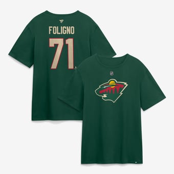 Men's Fanatics Nick Foligno Green Minnesota Wild Authentic Stack Name & Number T-Shirt