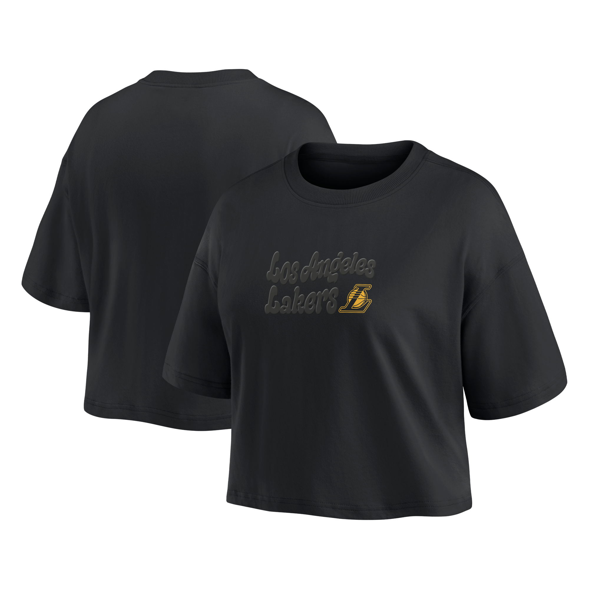 Women's Fanatics Los Angeles Lakers Blackout Wave Cropped Top