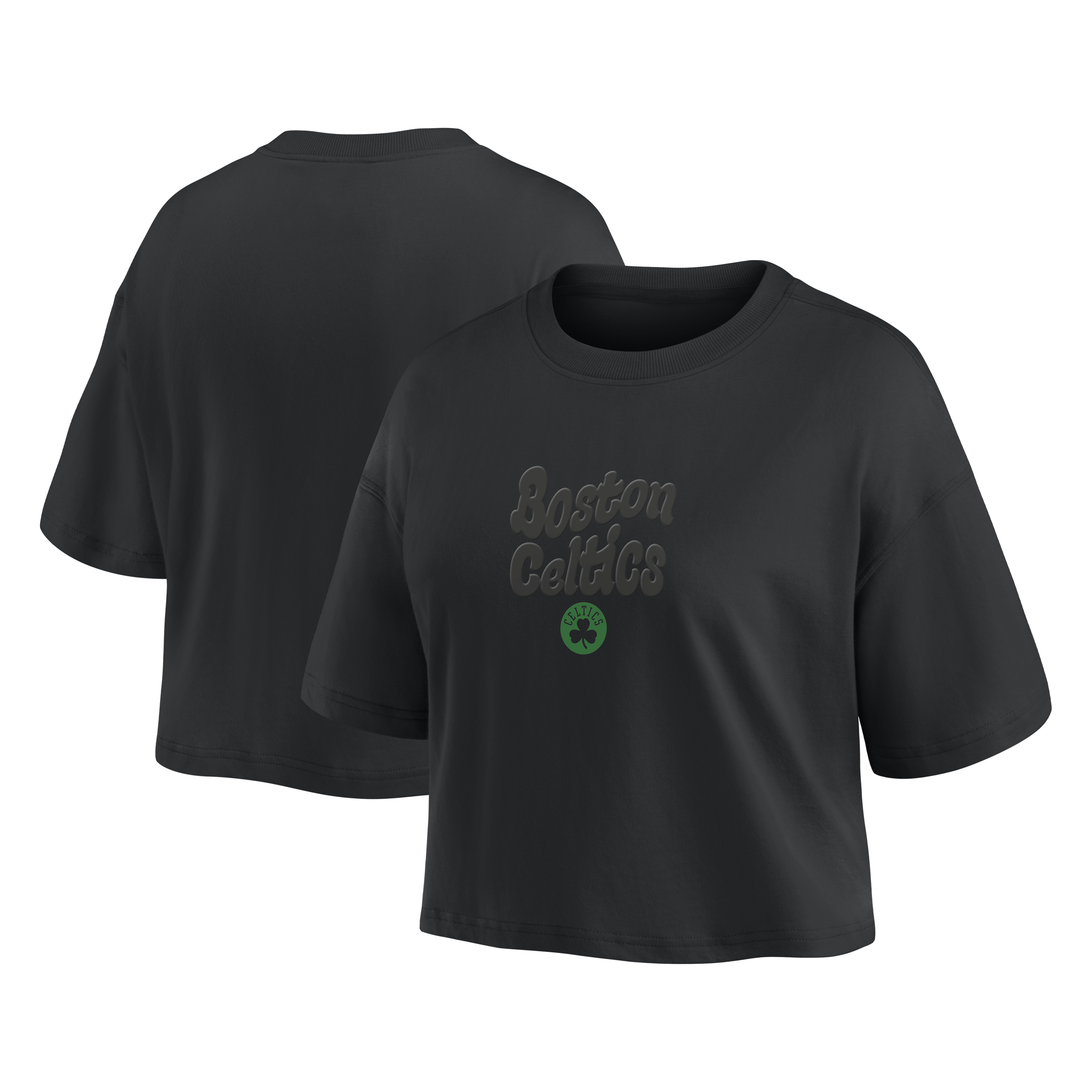 Fanatics Women's Boston Celtics Blackout Wave Cropped Top - Black
