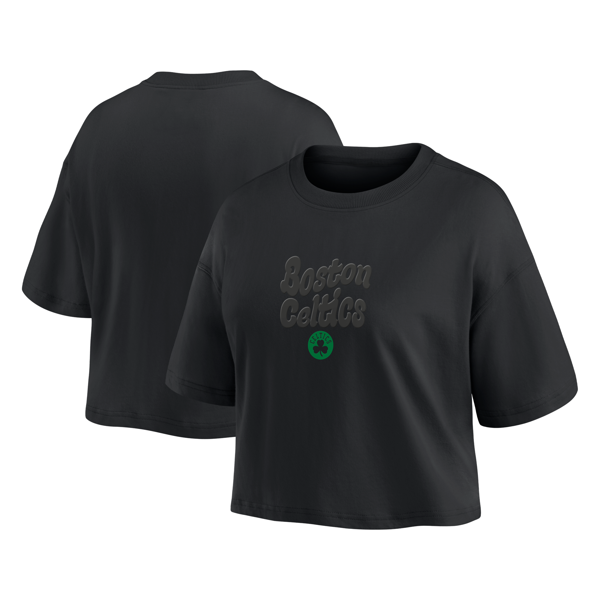 Fanatics Women's Boston Celtics Blackout Wave Cropped Top - Black