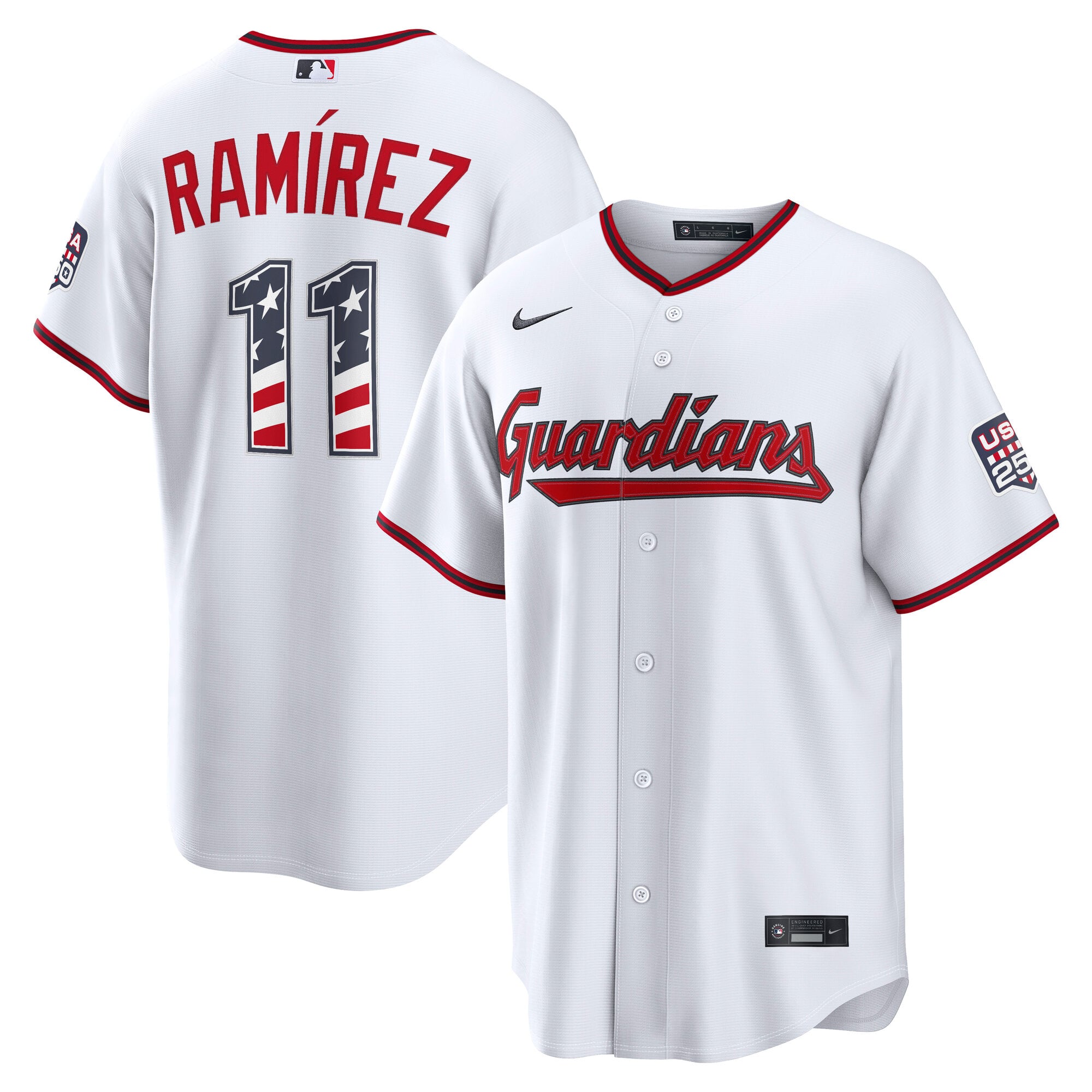 Fourth of July Men's Cleveland Guardians José Ramírez Nike White USA 250 Stadium Jersey