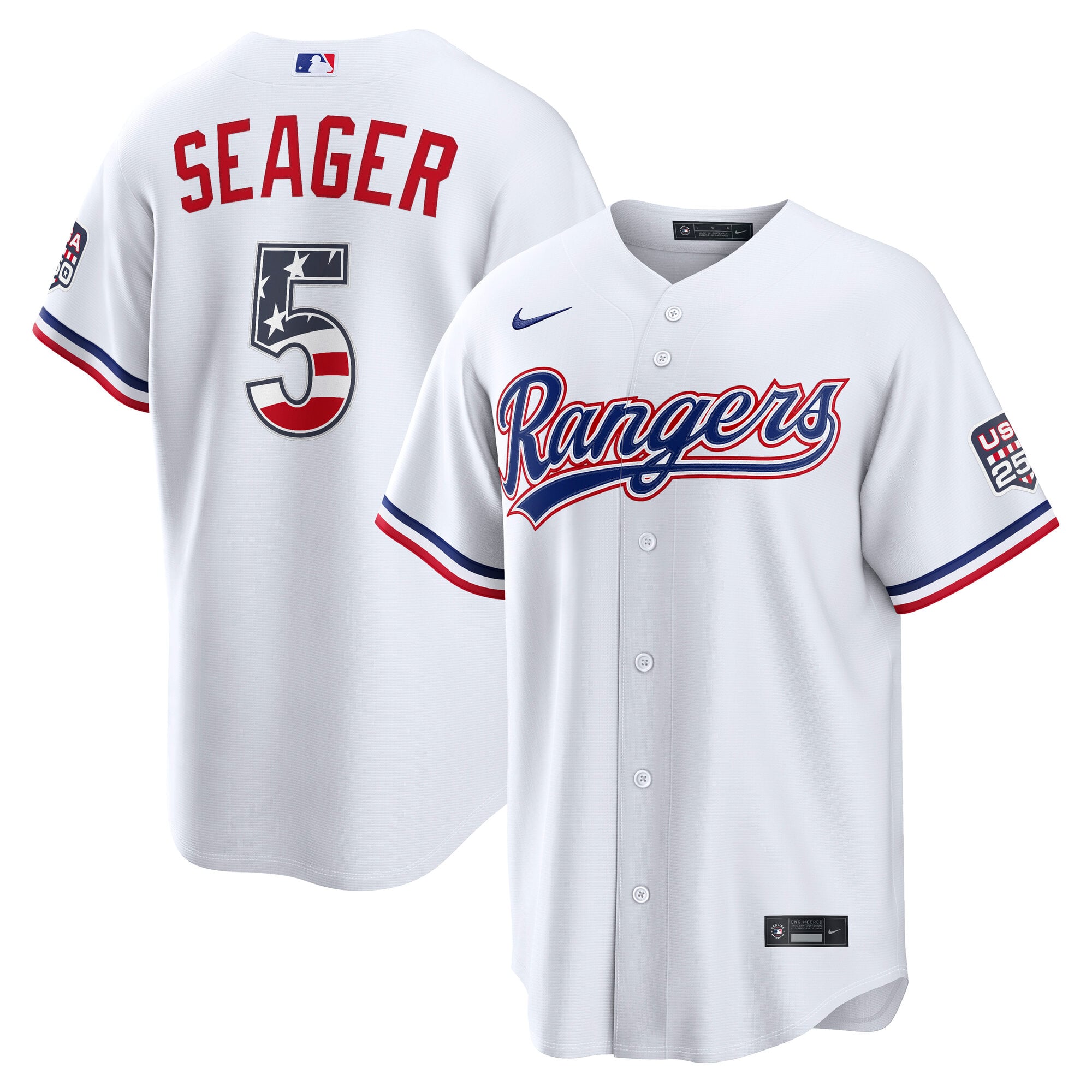Fourth of July Men's Texas Rangers Corey Seager Nike White USA 250 Stadium Jersey