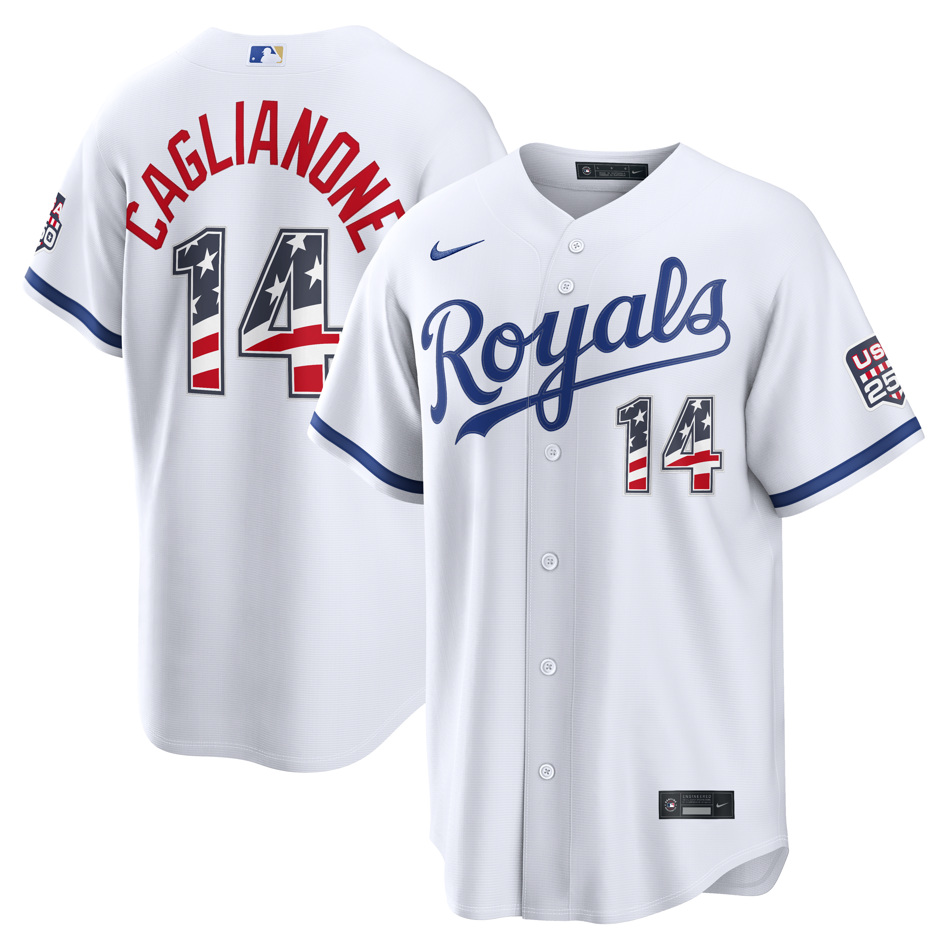 Fourth of July Men's Kansas City Royals Jac Caglianone Nike White USA 250 Stadium Jersey