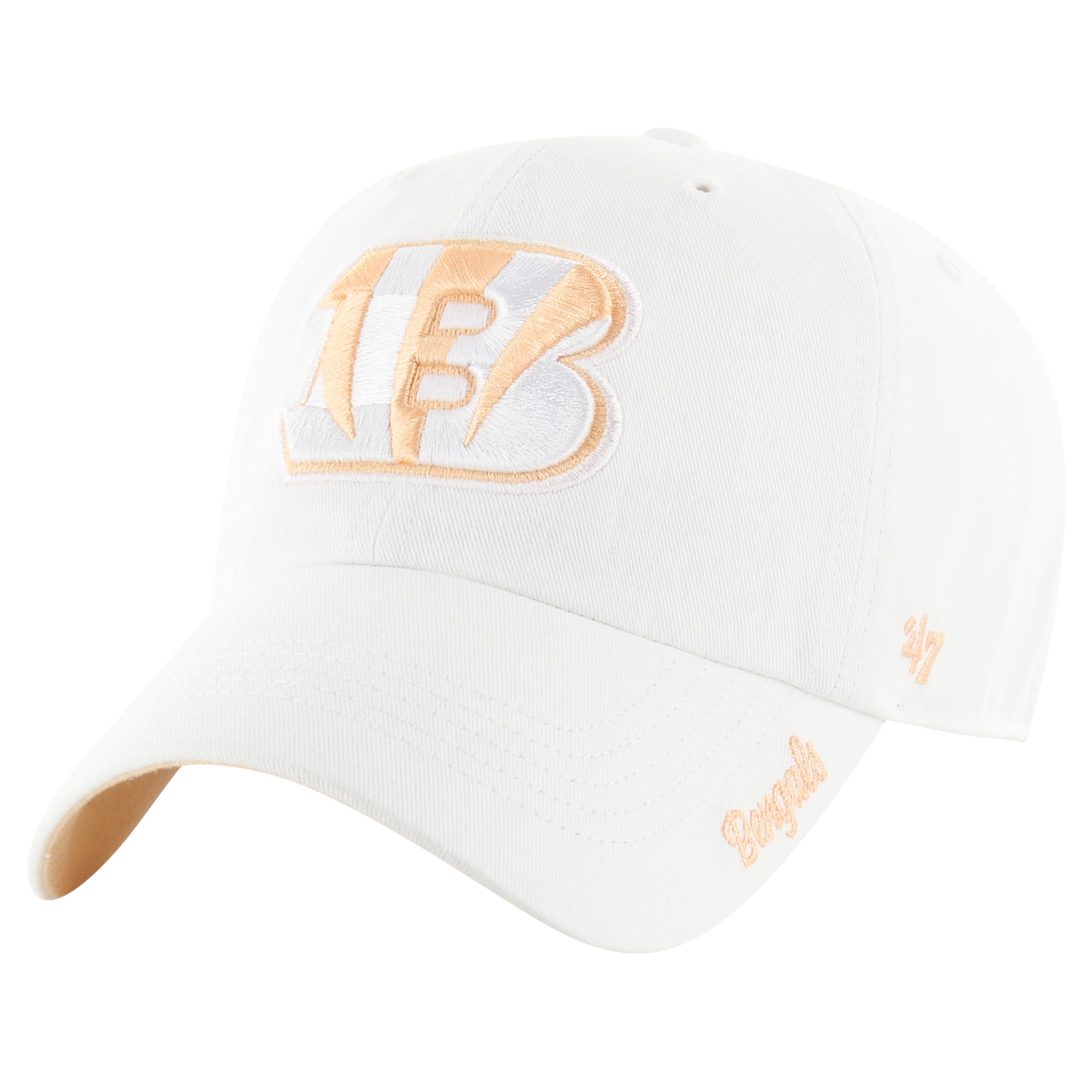 Women's '47 White Cincinnati Bengals Ballpark Cheer Clean Up Adjustable Hat