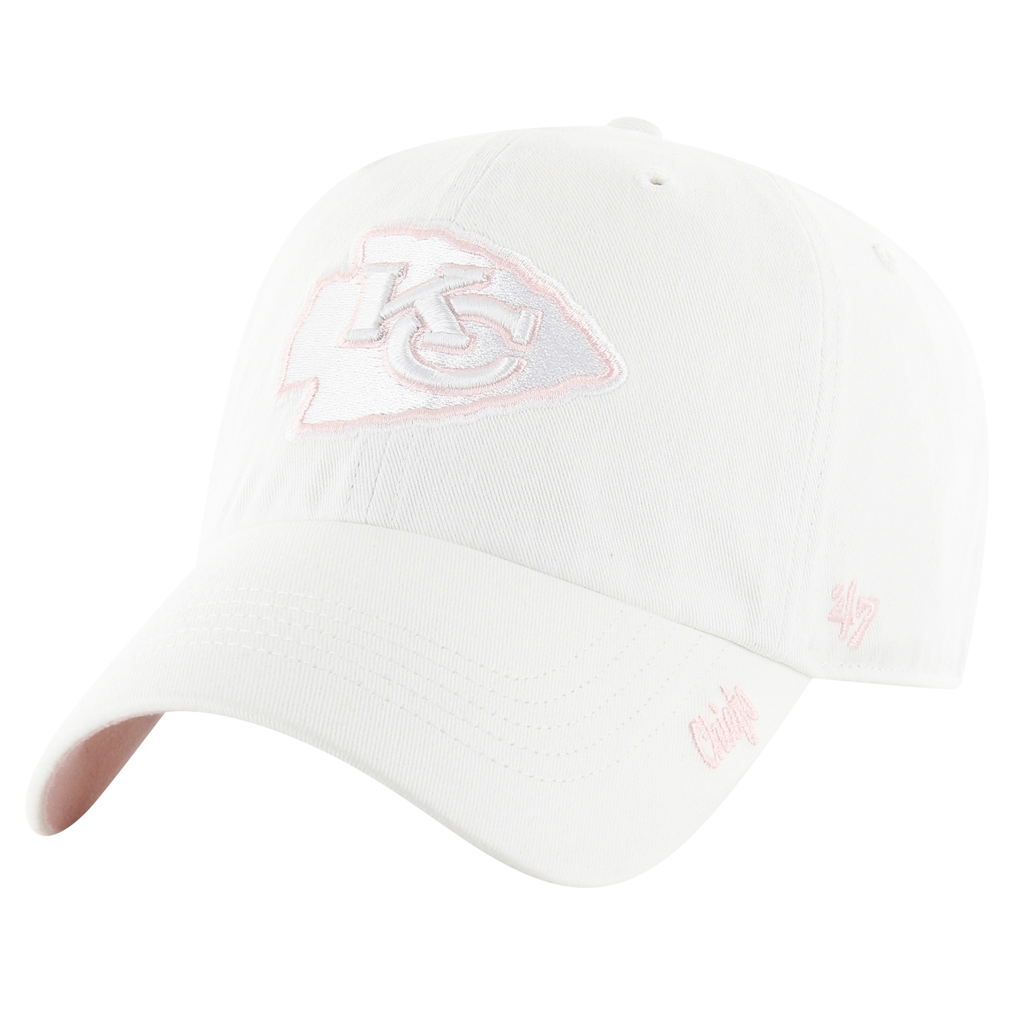 Women's '47 White Kansas City Chiefs Ballpark Cheer Clean Up Adjustable Hat