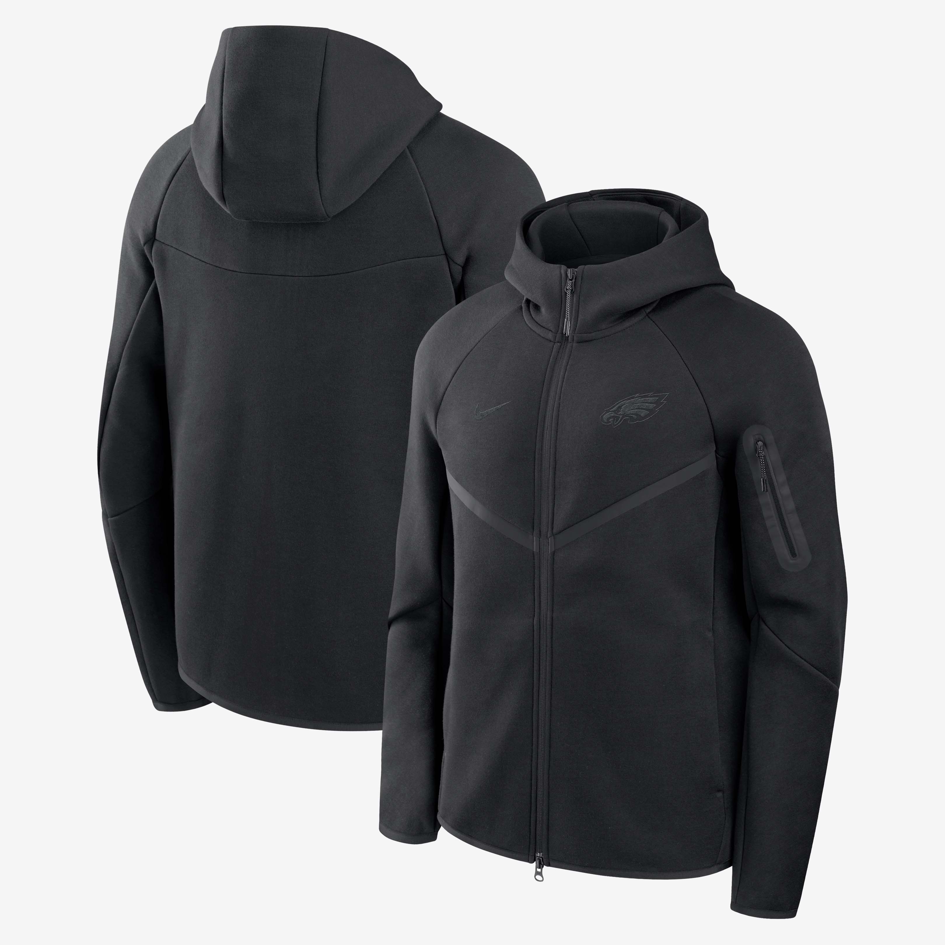 Philadelphia Eagles Top Billing Tech Fleece Windrunner Nike Men's NFL Full-Zip Hooded Jacket in Black | 05L4912Z86-R3D
