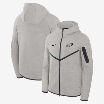 Men's Nike  Heather Gray Philadelphia Eagles Tech Fleece Raglan Full-Zip Windrunner Hoodie