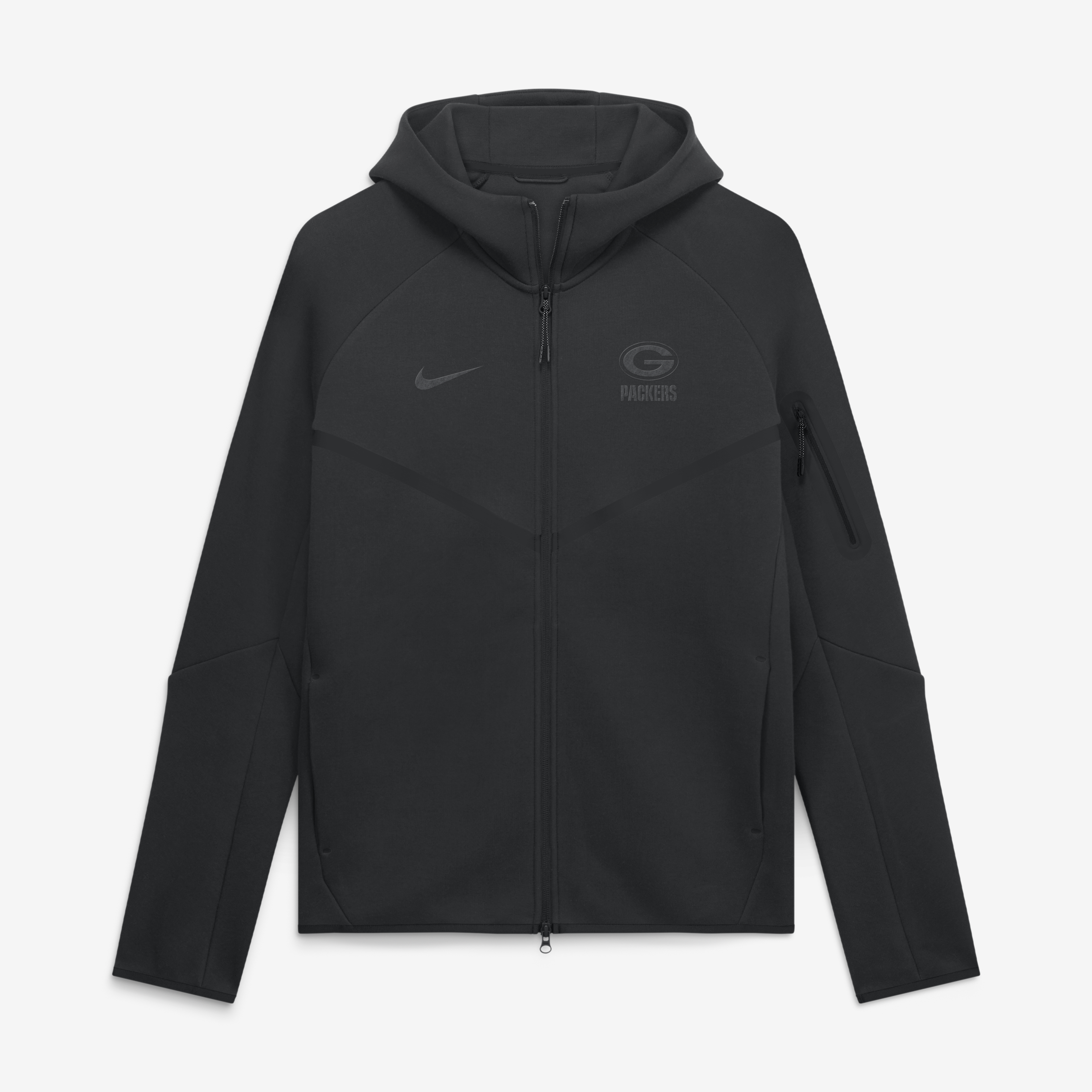 Green Bay Packers Top Billing Tech Fleece Windrunner Nike Men's NFL Full-Zip Hooded Jacket in Black | 05L4912Z7T-R3D