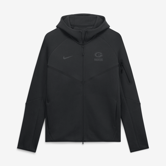 Men's Nike  Black Green Bay Packers Tech Fleece Raglan Full-Zip Windrunner Hoodie