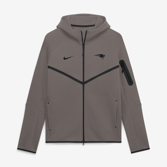 Men's Nike  Charcoal New England Patriots Tech Fleece Raglan Full-Zip Windrunner Hoodie