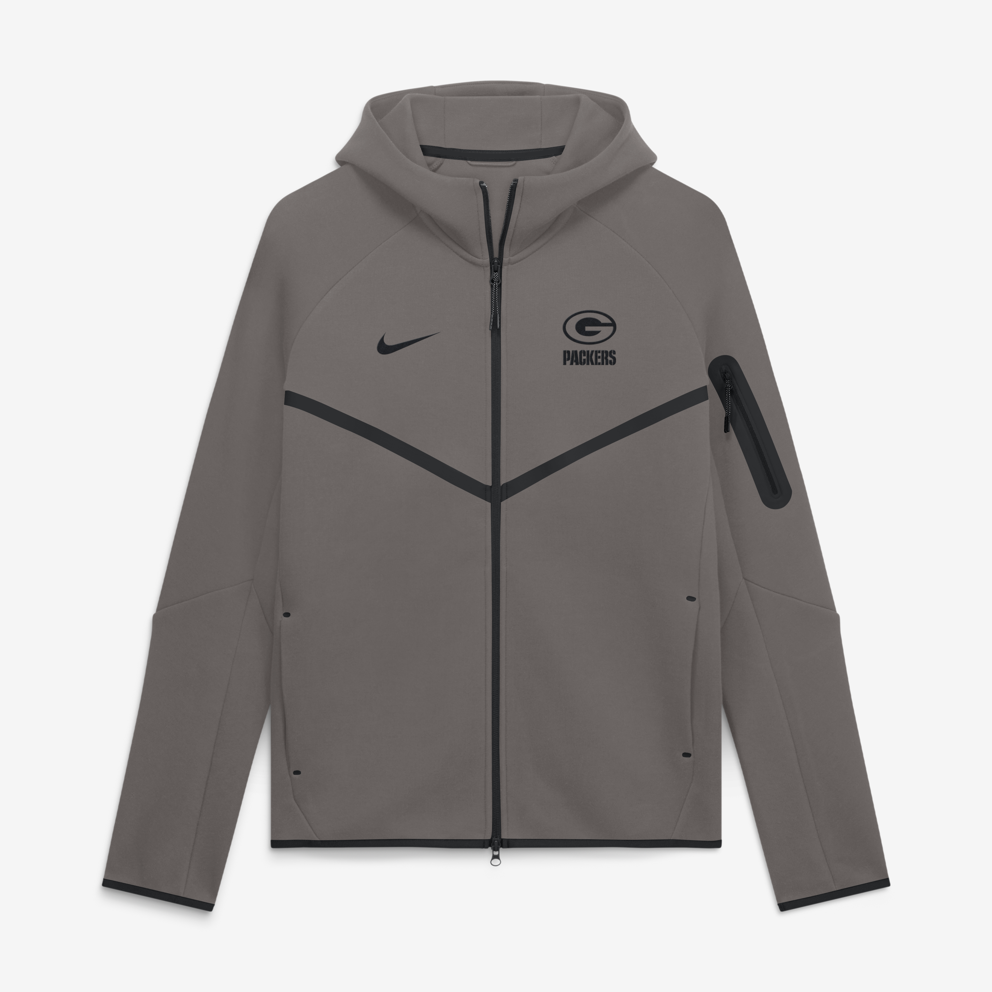 Men's Nike  Charcoal Green Bay Packers Tech Fleece Raglan Full-Zip Windrunner Hoodie