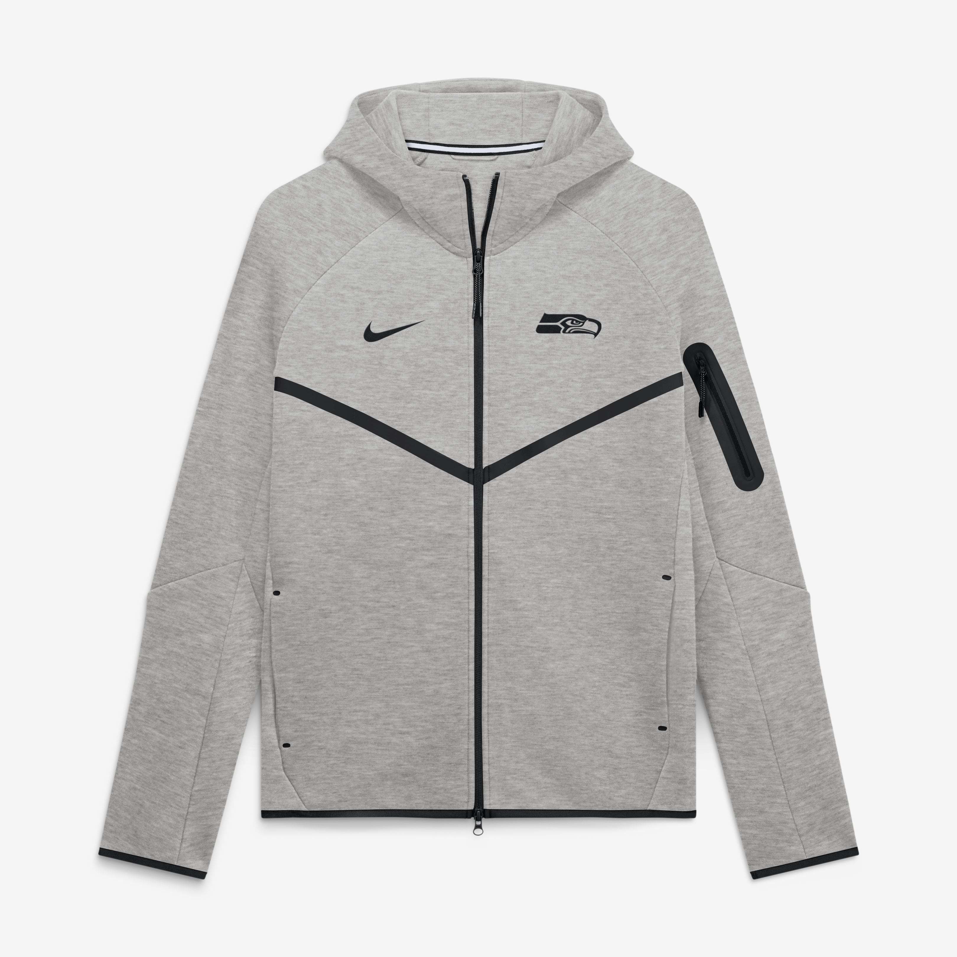 Men's Nike Heather Gray Seattle Seahawks Tech Fleece Raglan Full-Zip Windrunner Hoodie