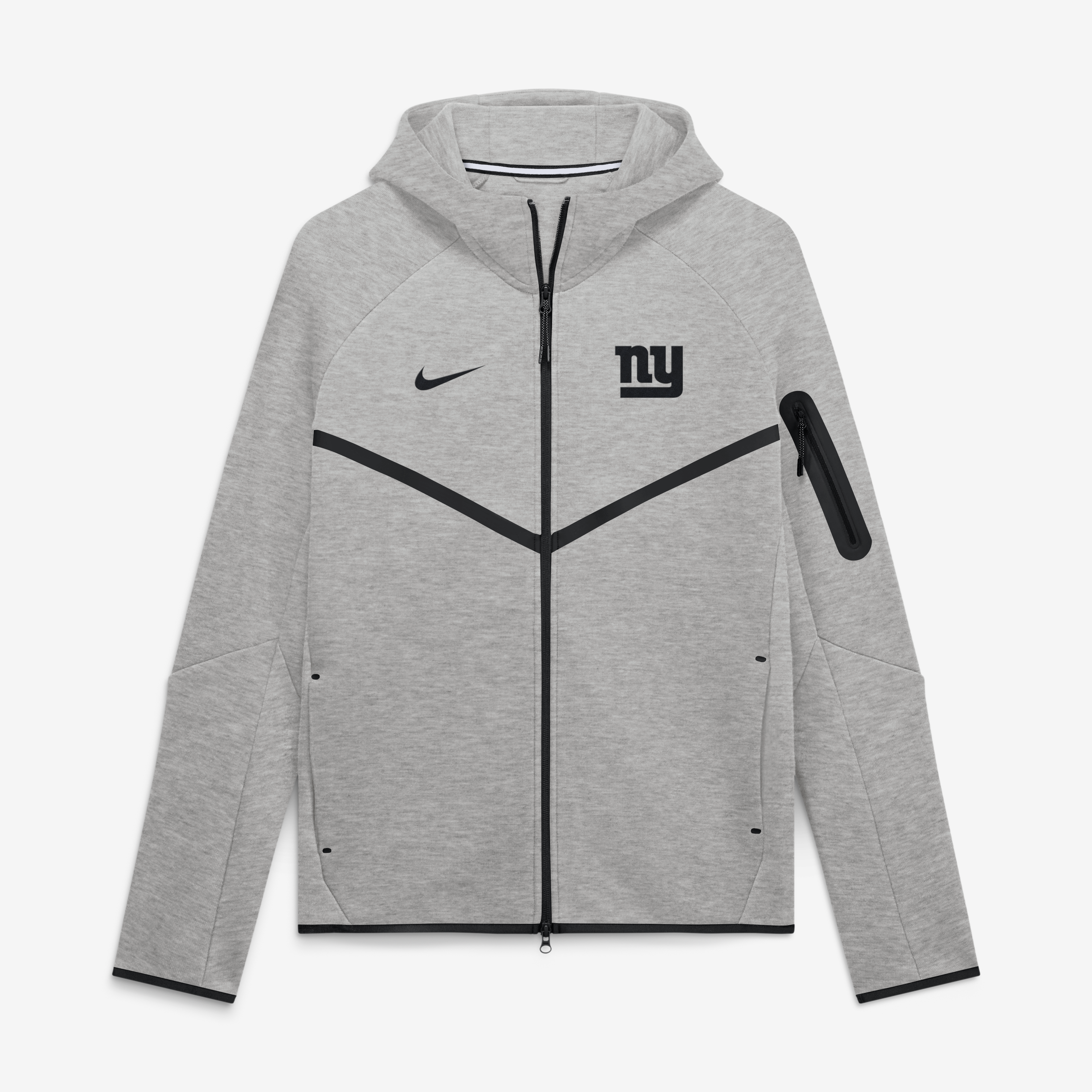Men's Nike  Heather Gray New York Giants Tech Fleece Raglan Full-Zip Windrunner Hoodie
