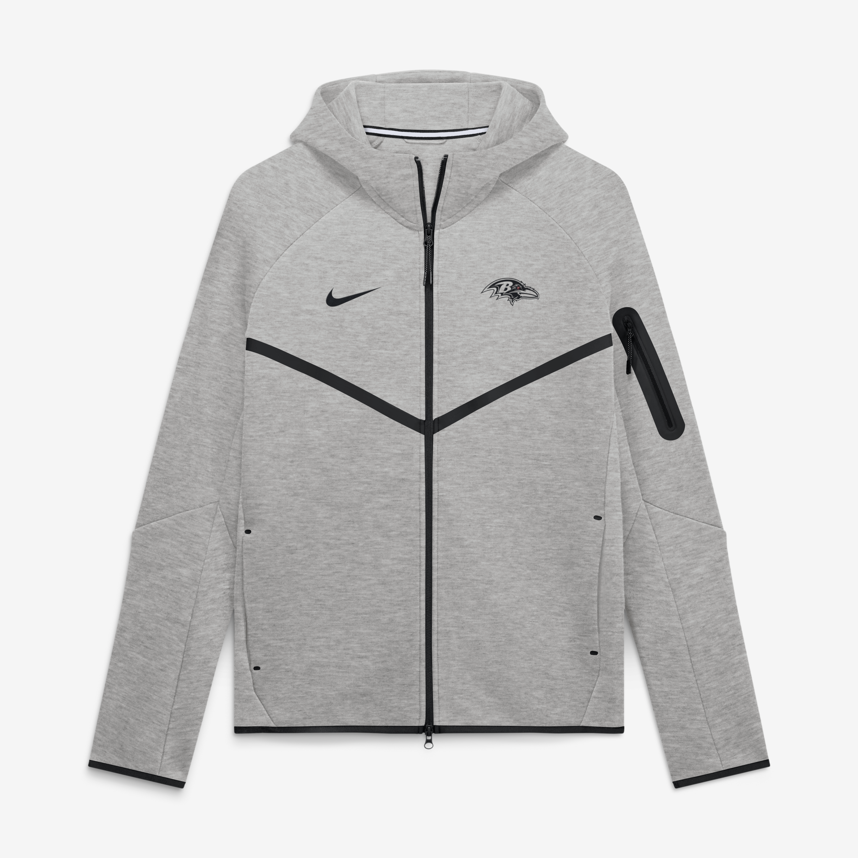 Men's Nike  Heather Gray Baltimore Ravens Tech Fleece Raglan Full-Zip Windrunner Hoodie