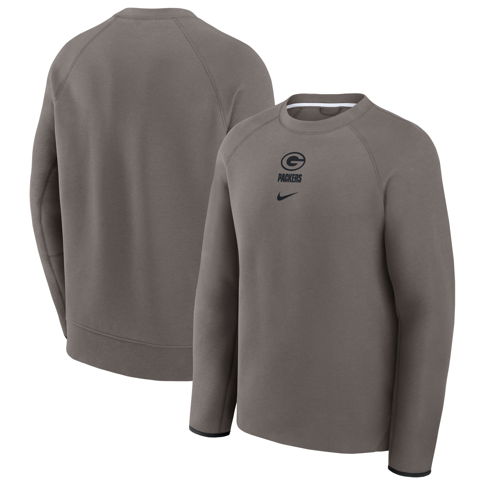 Men's Nike  Charcoal Green Bay Packers Tech Fleece Raglan Sweatshirt