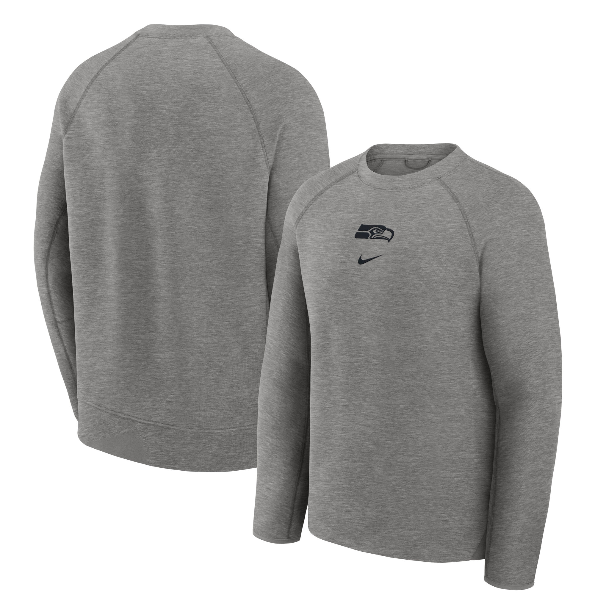 Men's Nike  Heather Gray Seattle Seahawks Tech Fleece Raglan Sweatshirt