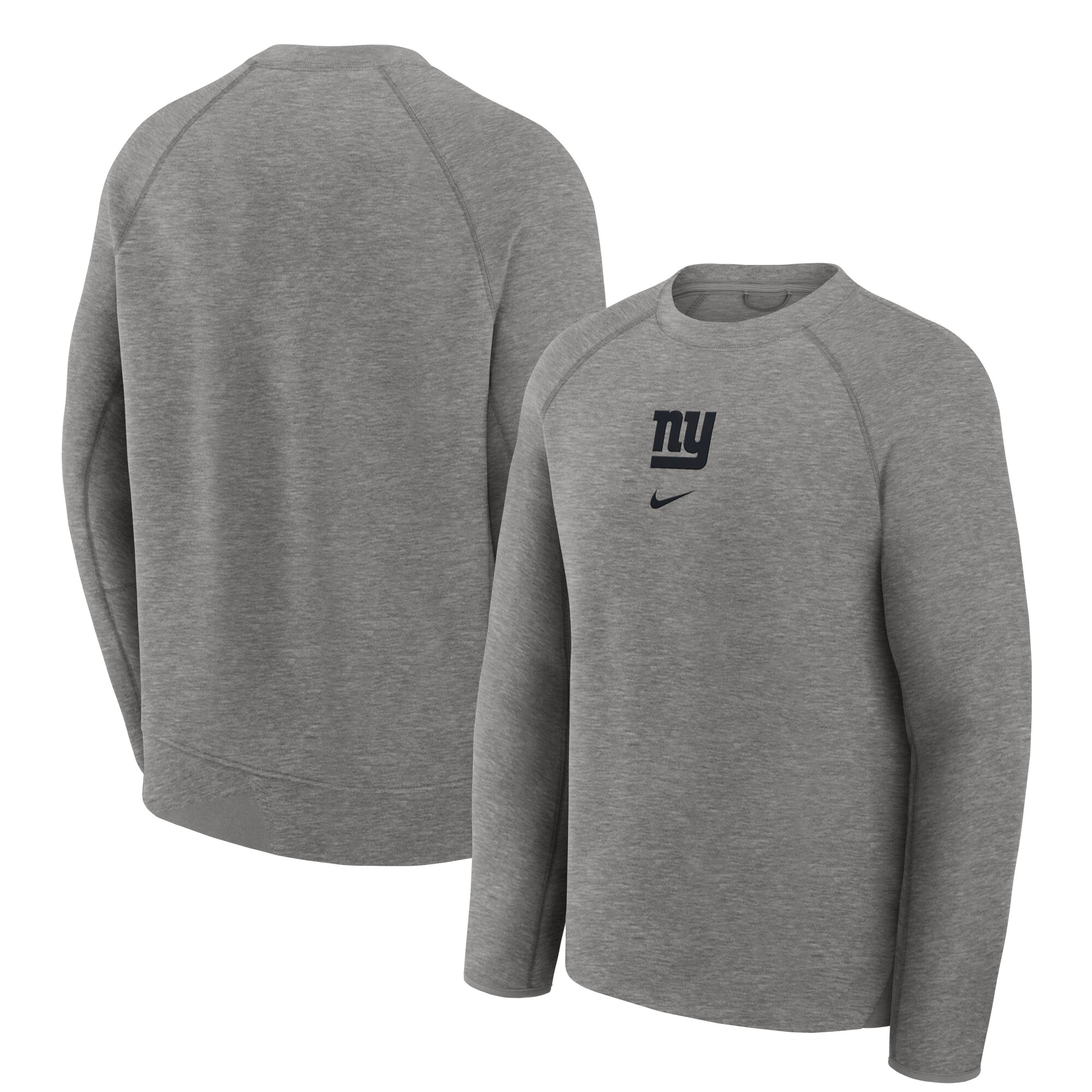 Men's Nike Heather Gray New York Giants Tech Fleece Raglan Sweatshirt