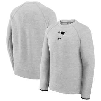 Men's Nike  Heather Gray New England Patriots Tech Fleece Raglan Sweatshirt