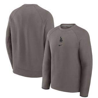 Men's Nike  Brown Los Angeles Dodgers Tech Fleece Crewneck Sweatshirt