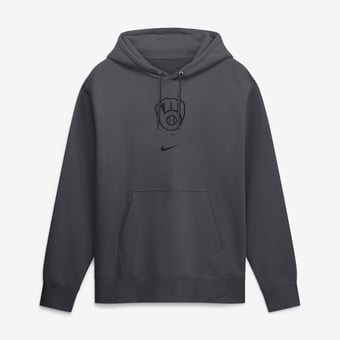 Men's Nike  Anthracite Milwaukee Brewers Washed Club Fleece Hoodie