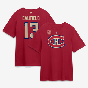 Men's Fanatics Cole Caufield Red Montreal Canadiens 2026 NHL Heritage Classic Name & Number T-Shirt